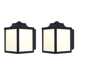 Glacier Bay 845473024012 Black Outdoor Integrated Led Wall Lantern Sconce 2-pack