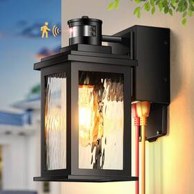 G8101-gf-bk-p1 Gleamz Motion Sensor Outdoor Lights With Gfci Outlet Dusk To Dawn Li