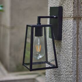 2452-5-bk Global Outdoor Porch Light Exterior Wall Lighting Fixture With Clear Glass - Black