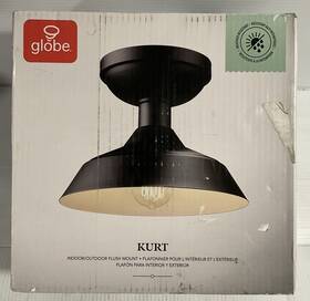44677 Globe Electric Kurt 1-light Matte Black Outdoor Indoor Flush Mount Ceiling Light