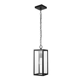 44773 Globe Electric 1-light Outdoor Pendant Matte Black Clear Glass Shade