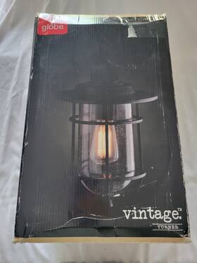 Globe Electric 058219443101 Niob Electric-turner 1-light Outdoor Hanging Wall Lantern Black And Glass