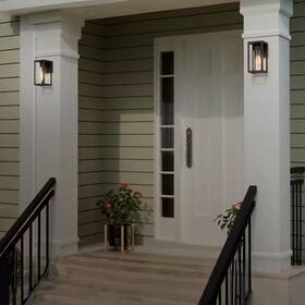 Globe Electric 313041714790 Elio 1-watt Led Integrated Matte Black Solar Powered Outdoor Wall Sconce With Cl