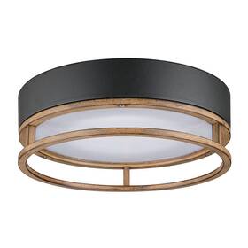 44663 Globe Electric Ray 12 Inch W Led Outdoor Flush Mount Drum - Black