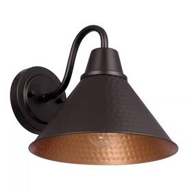 Globe Electric 726084398184 1-light Bronze Outdoor Wall Sconce With 9 Inch Hammered Metal Painted Gold Interi