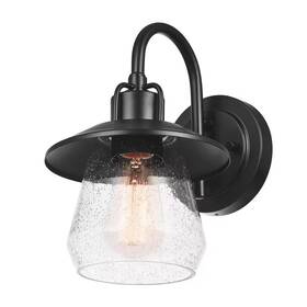 Globe Electric 744759293633 1-light Outdoor Wall Sconce Matte Black 7 Inch Seeded Glass Shade Curved Stem Globe Electric 744759293633 1-light Outdoor Wall Sconce Matte Black 7 Inch Seeded Glass Shade Curved Stem