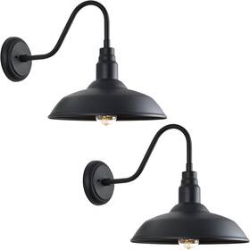 Goalplus 445033616652 14 Inch Gooseneck Outdoor Light Fixture - 2 Pack Black Barn Lights For Exterior Use