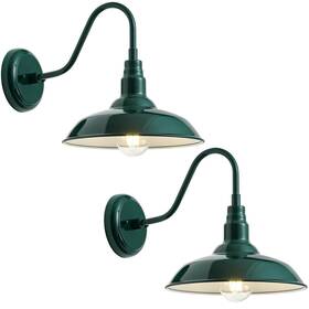 Lm2201-gr-2p Goalplus 10 Inch Dome Outdoor Gooseneck Barn Light Fixture With Wall Mount 2 Pack Farmh
