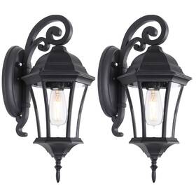 Lmms3601-dns-bk-2p Goalplus 2-pack 18 Inch Outdoor Wall Lanterns Black Dusk-to-dawn Sensor Porch Exterior