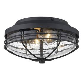 9808-ofm Golden Lighting Seaport 2 Light 12 Inch W Outdoor Flush Mount - Natural