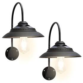 Ld602224b Goodeco Solar Barn Lights For Outside - Glows White Metal Design Outdoor With