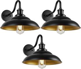 Yy0531-bk-wh Goosebrite Gooseneck Barn Light Fixtures 12 Inch Dome Large Wall Sconces 3 Pack Yy0531-bk-wh Goosebrite Gooseneck Barn Light Fixtures 12 Inch Dome Large Wall Sconces 3 Pack