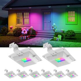 Gv0416-8rgb Gvshine 8 Pack Solar Gutter Lights Rgb Outdoor Waterproof Led For Fence Deck Yard