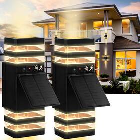 G022 Hameso 2pack Solar Wall Lights Outdoor Waterproof With Motion Sensor 3000k Warm Whi