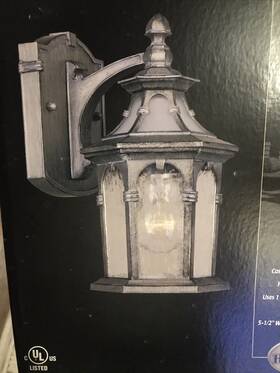 Hampton Bay 046335846081 New 9-7/8 Inch Outdoor Wall Sconce Lantern Light - Oxide Silver Finish
