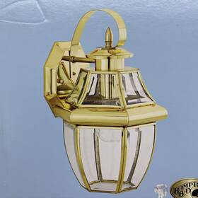 Hampton Bay 046335904132 Exterior Wall Lantern Light Polished Brass Beveled Glass 13 Inch 464 430 Hampton Bay 046335904132 Exterior Wall Lantern Light Polished Brass Beveled Glass 13 Inch 464 430