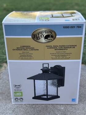 1000001784 Hampton Bay Lumsden Black Led Outdoor Motion Sensor Wall Mount Lantern