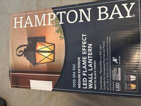 1005594942 Hampton Bay Bay- Led Flame Effect Wall Lantern And Matte Black Finish