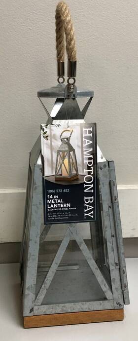 1006572482 Hampton Bay 14 Inch Galvanized Metal And Glass Lantern