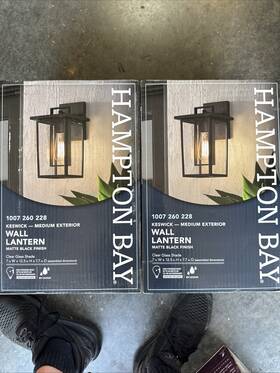 1007260228 Hampton Bay 2- Keswick Modern 1-light Matte Black Hardwired Outdoor Wall