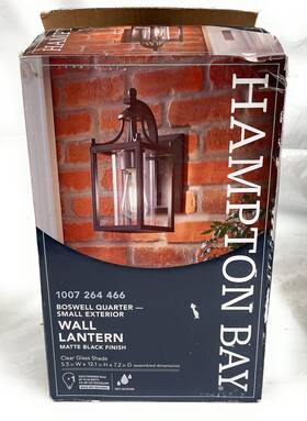1007264466 Hampton Bay Wall Lantern Sconce Light Matte Black Finish