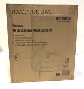1007316184 Hampton Bay Easton Large Outdoor Wall Lantern Matte Black With Shade Open