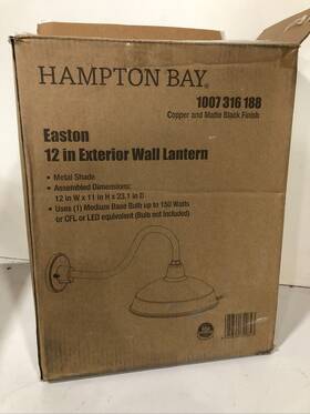 1007316188 Hampton Bay Easton 1-light Copper And Matte Black Outdoor Wall Sconce New