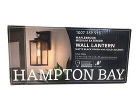 1007359915 Hampton Bay Maplebrook 1-light 13.6 Inch Black Gold Accents Outdoor Wall Sconce