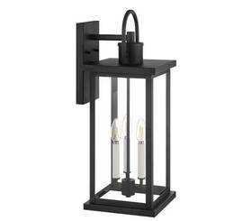 1009732059 Hampton Bay Parkbend 23.75 Inch 3-light Textured Matte Black Hardwired Outdoor Wall Lantern