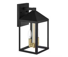 1009820841 Hampton Bay Marion 15 Inch Black Outdoor Barn Wall Light With Clear Glass Shade