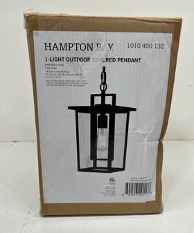 1010400132 Hampton Bay Keswick 1-light 14.63 Inch Matte Black Outdoor Pendant Clear Glass 1010400132 Hampton Bay Keswick 1-light 14.63 Inch Matte Black Outdoor Pendant Clear Glass