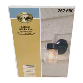 252-500 Hampton Bay Clear Glass Matte Black Outdoor Wall Lantern Light Sconce New 252-500 Hampton Bay Clear Glass Matte Black Outdoor Wall Lantern Light Sconce New