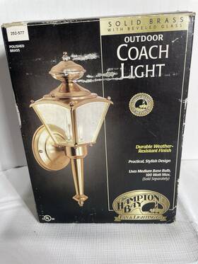 252-577 Hampton Bay Outdoor Coach Light. Solid Brass With Beveled Glass 252-577 Hampton Bay Outdoor Coach Light. Solid Brass With Beveled Glass