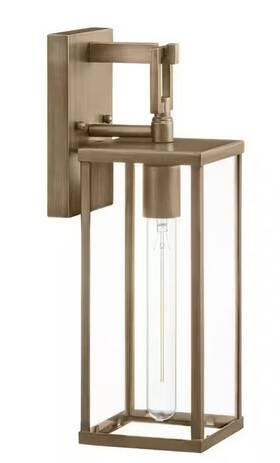 26235 Hampton Bay Porter Hills 15.68 Inch Vintage Brass Outdoor Wall Mount Lantern Sconce