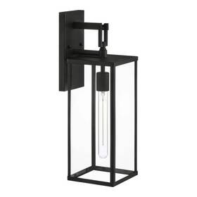 26244 Hampton Bay Porter Hills 19 Inch Matte Black Hardwired Outdoor Wall Mount Lantern Sconce With