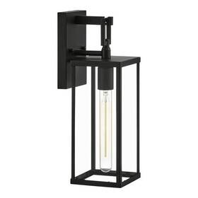 26245 Hampton Bay Porter Hills 15.68 Inch Matte Black Hardwired Outdoor Wall Mount Lantern Sconce