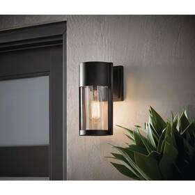 Hampton Bay 445027198195 Kempster 9.92 Inch Modern 1-light Matte Black Cylinder Outdoor Wall Light Sconce Hampton Bay 445027198195 Kempster 9.92 Inch Modern 1-light Matte Black Cylinder Outdoor Wall Light Sconce