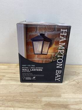 5294503012 Hampton Bay Malena 7.83 Inch 1-light Black Outdoor Wall Light With Clear Seeded G