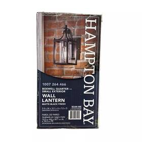 Hampton Bay 785247261222 Boswell Quarter 8 Inch 1 Light Black Outdoor Wall Lantern Sconce
