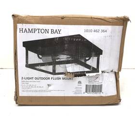 Hampton Bay 802513201154 Rimgate 2-light Black And Silver Accents Outdoor Flush Mount