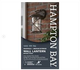Hampton Bay 940500319629 Wakefield 13.5 1-light Bronze Outdoor Wall Light Lantern Sconce New