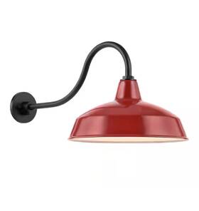 Hampton Bay 940500322575 Easton 14 Inch 1-light Red Barn Outdoor Wall Light Lantern Sconce With Steel Shad