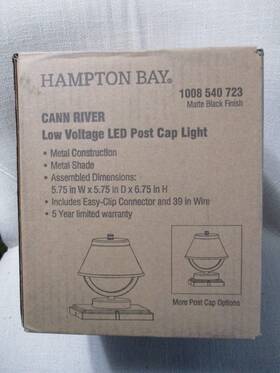 1008540723 Hampton Bay 940500323435 Low Voltage Led Matte Black Post Cap Light Cann River New