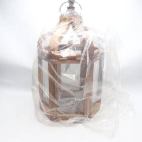 Dc14-11768 Hampton Bay Small Wood Lantern With Metal Top Brown