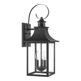 Dshd1604c Hampton Bay Edgehill 3-light Matte Black Outdoor Wall Lantern Sconce With Clear Seeded Glass
