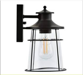Ew10991bk1 Hampton Bay New Delano 1-light Black Hardwired Outdoor Wall Lantern
