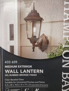 G14796-bk Hampton Bay 14.4 1-light Black Or Bronz Dusk To Dawn Outdoor Wall Lantern Sconce
