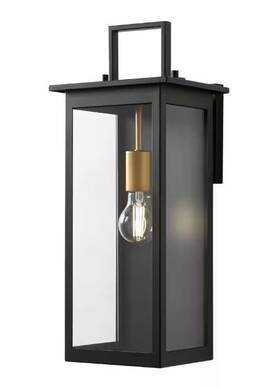 Hb7096-43 Hampton Bay Autumnhill 19.13 Inch Matte Black With Gold Accents 1-light Lantern