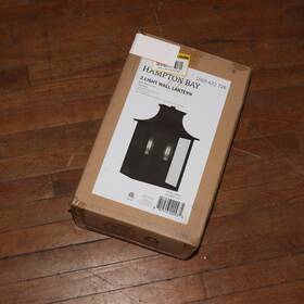 Hd8122b Hampton Bay 2-light Outdoor Hardwired Wall Lantern Scone Matte Black 13 Inch
