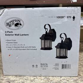 Kb-t0784 Hampton Bay 10.5 In 1-light Black Outdoor Wall Light Fixture Seeded Glass 2-pack